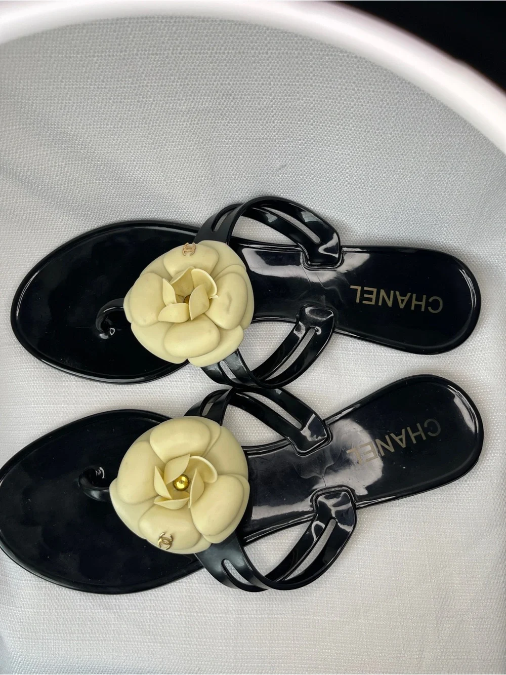 CHANEL glossy black